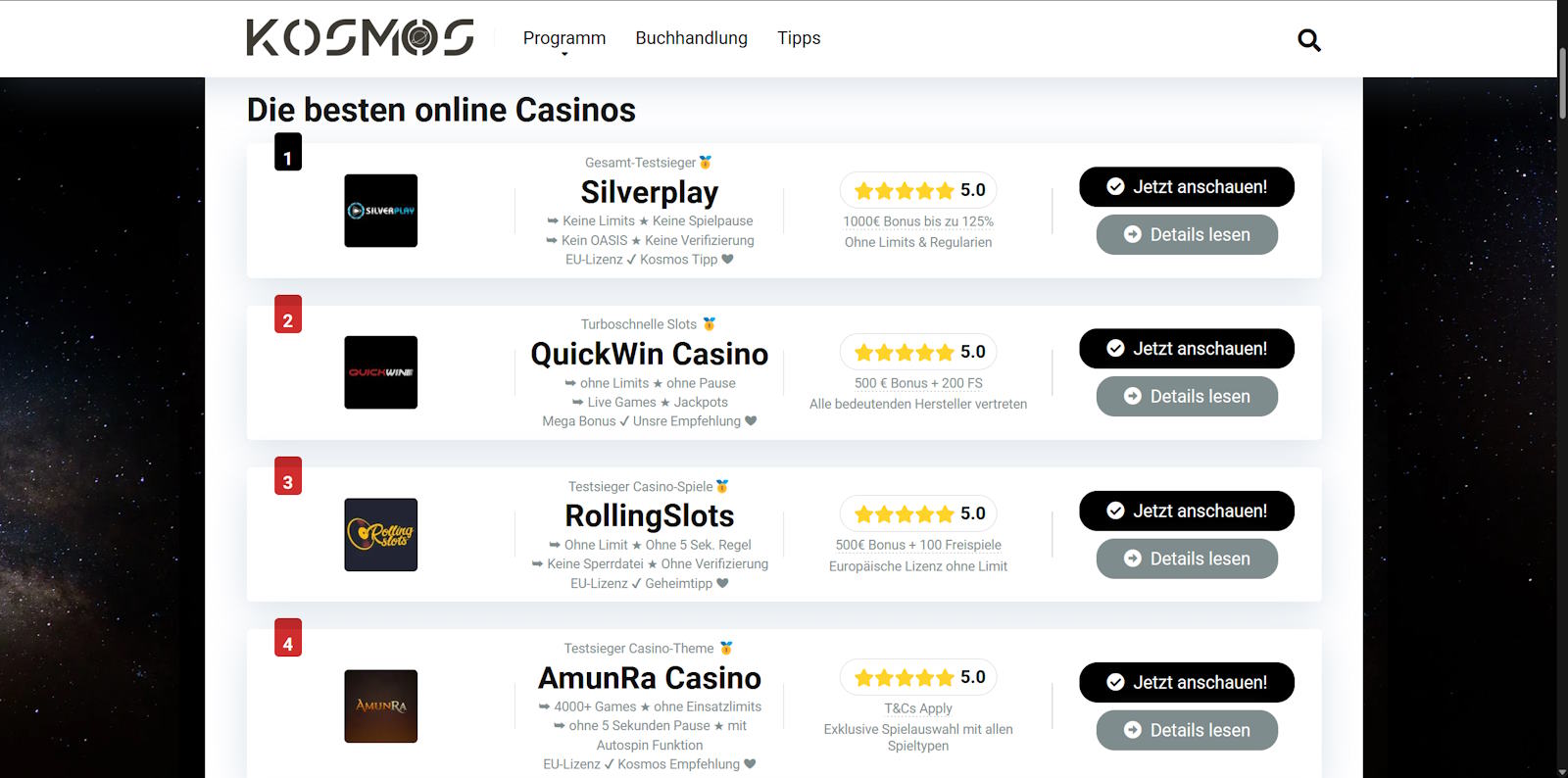 checkliste online casinos