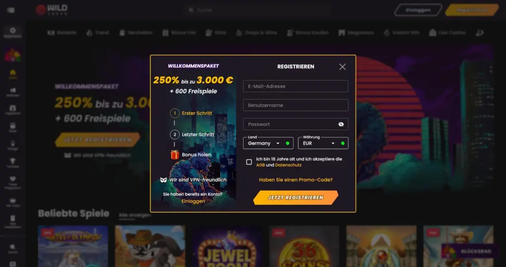 Wild Tokyo Registrieren