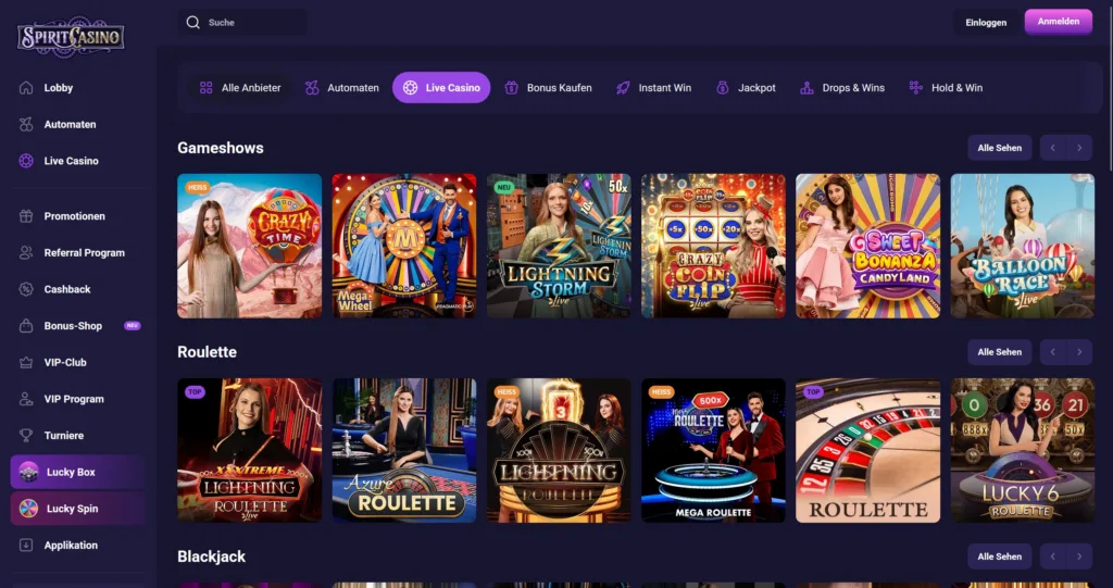 spirit casino live casino 1