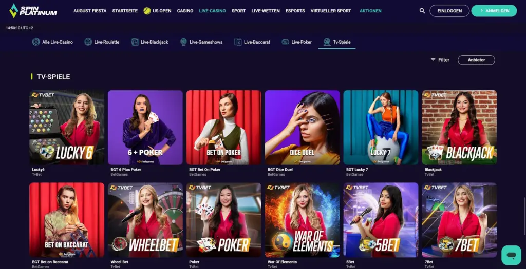 SpinPlatinum TV Spiele
