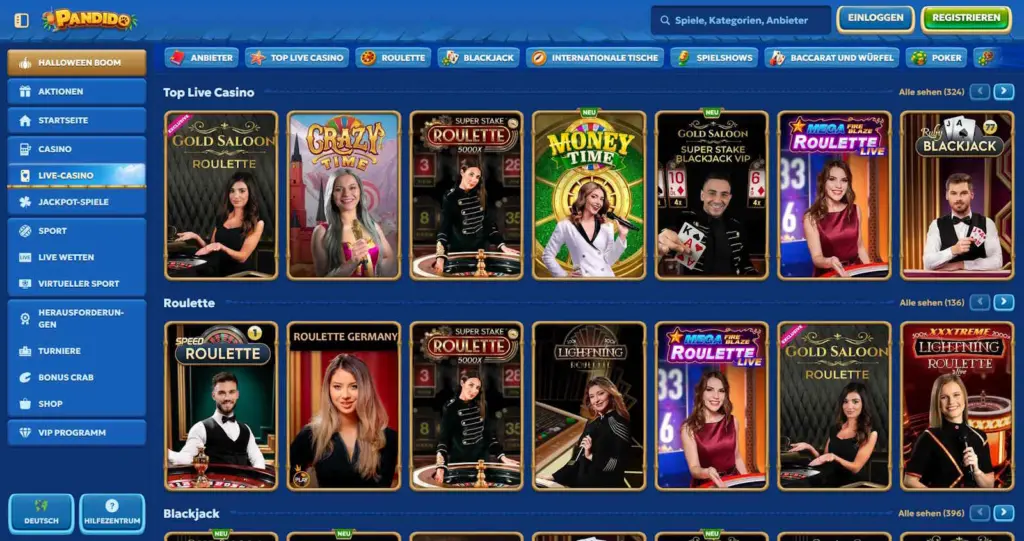 Pandido Live Casino