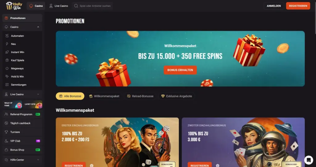 Hollywin Casino Bonus