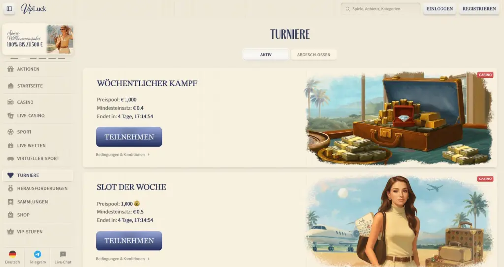 VIPLuck 9 VipLuck Turniere