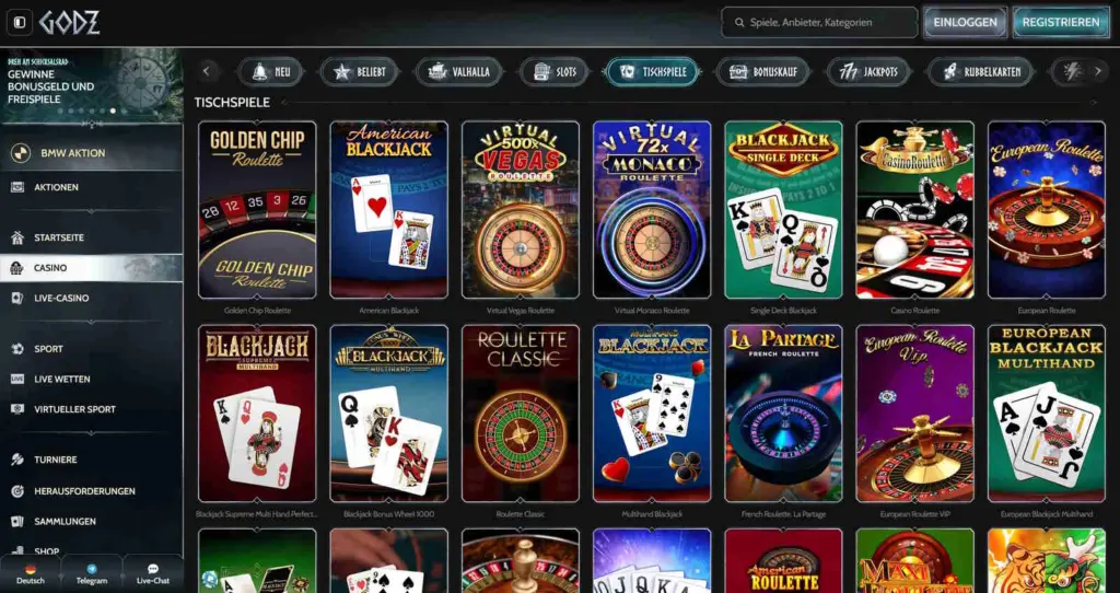 Godz Casino Tischspiele