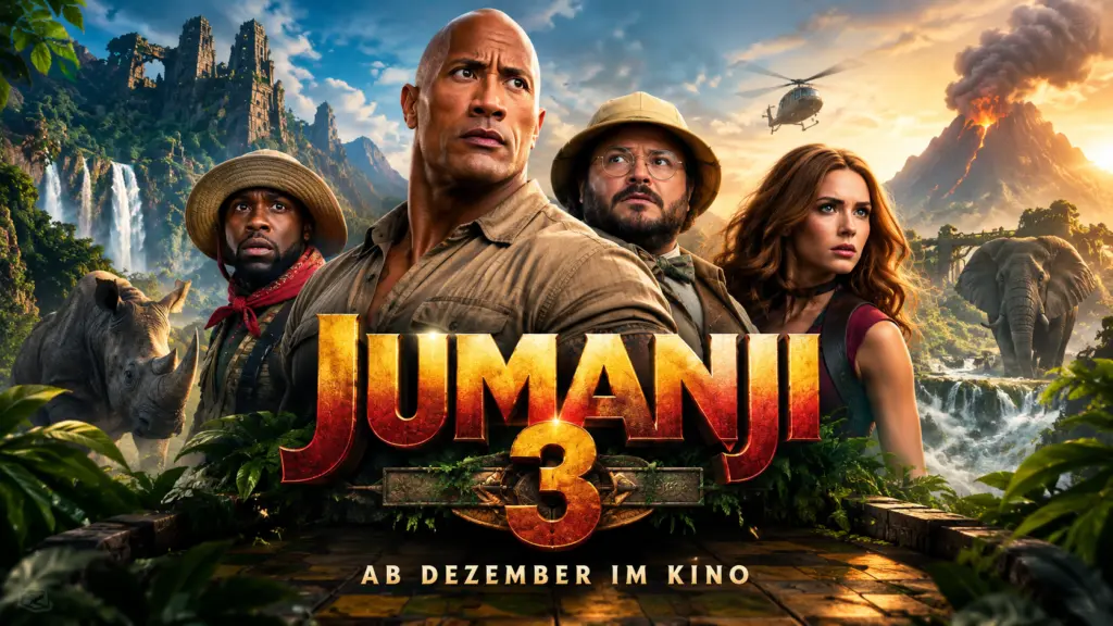 Jumanji 3: Alles zum neuen Abenteuerfilm 2026 1 Triologie des Films Jumanji 3 und neue Abenteuer ab Dezember im Kino